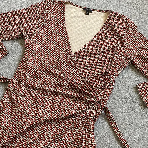 - Talbots Faux Wrap Dress in Beautiful Fall Colors Size SP - P - Picture 5 of 8